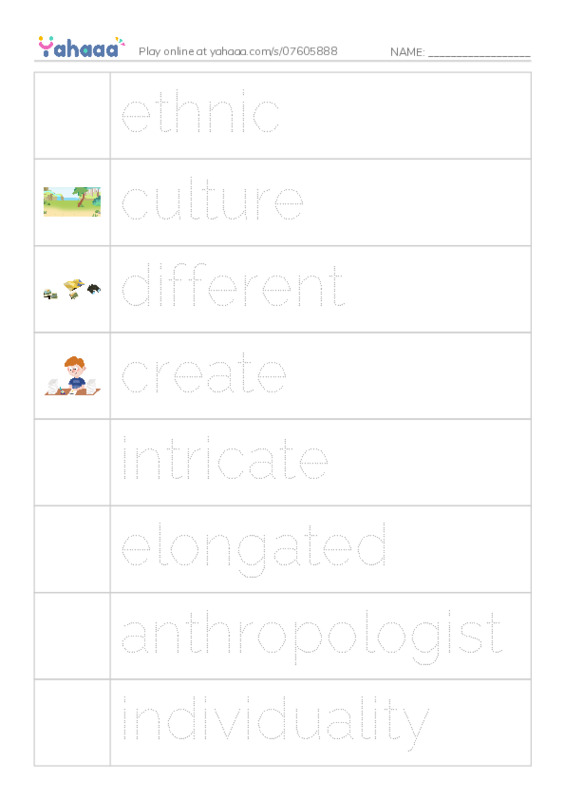 RAZ Vocabulary X: Body Art PDF one column image words