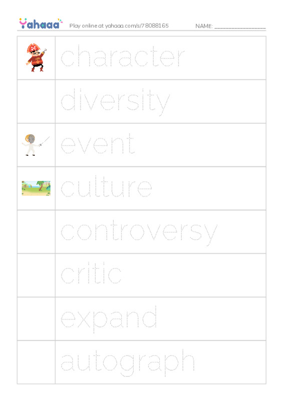 RAZ Vocabulary X: Comic Cons PDF one column image words