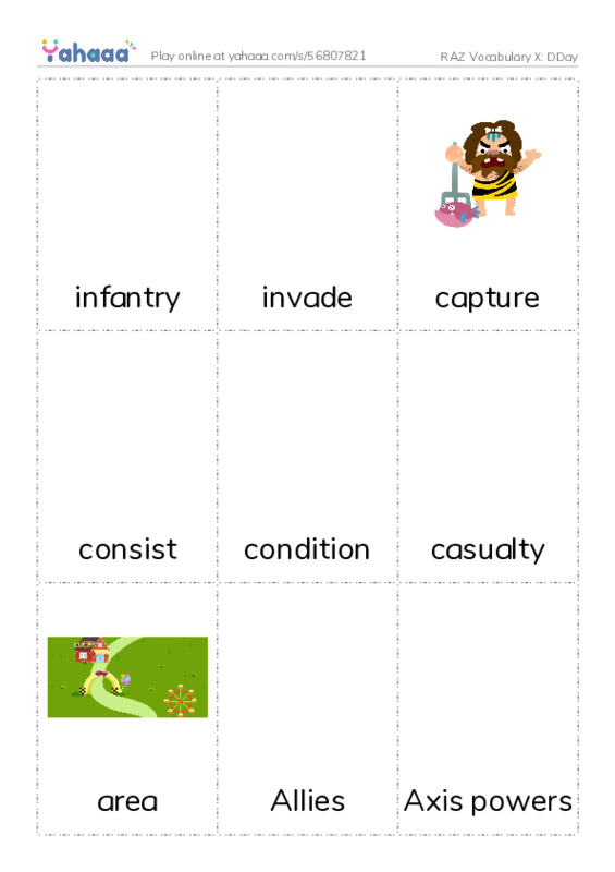 RAZ Vocabulary X: DDay PDF flaschards with images