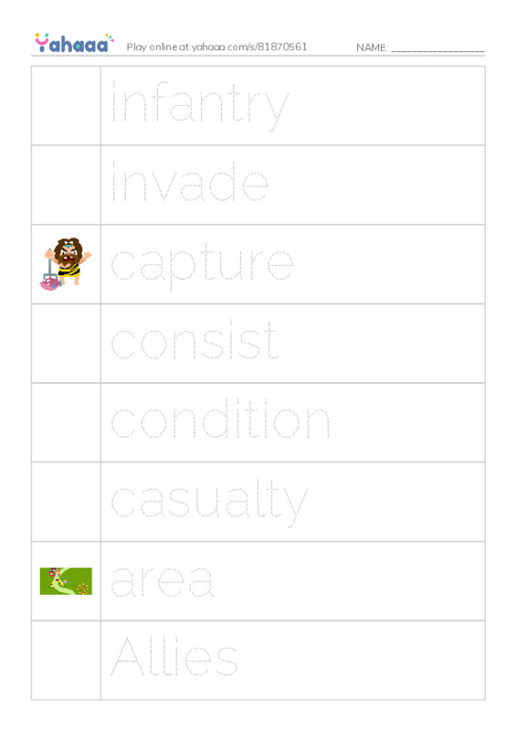 RAZ Vocabulary X: DDay PDF one column image words