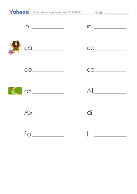 RAZ Vocabulary X: DDay PDF worksheet writing row
