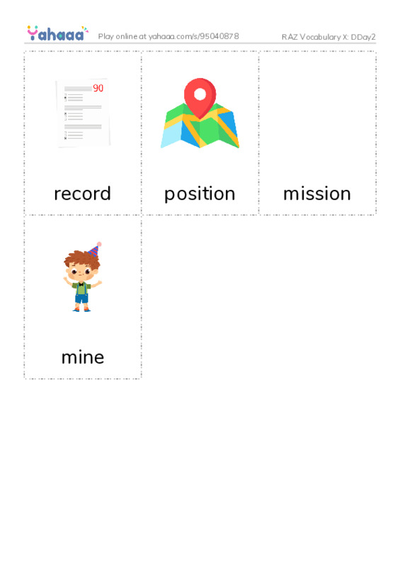 RAZ Vocabulary X: DDay2 PDF flaschards with images