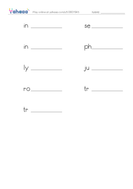 RAZ Vocabulary X: Early Moments in Rock Music 2 PDF worksheet writing row