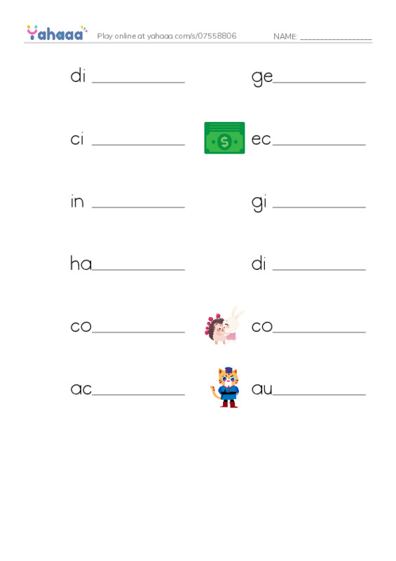 RAZ Vocabulary X: Early Moments in Rock Music PDF worksheet writing row