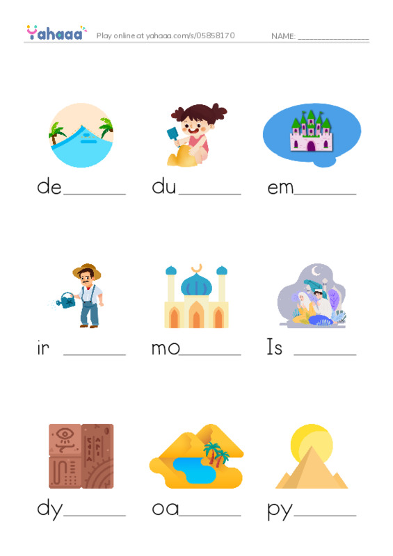 RAZ Vocabulary X: Egypt PDF worksheet to fill in words gaps