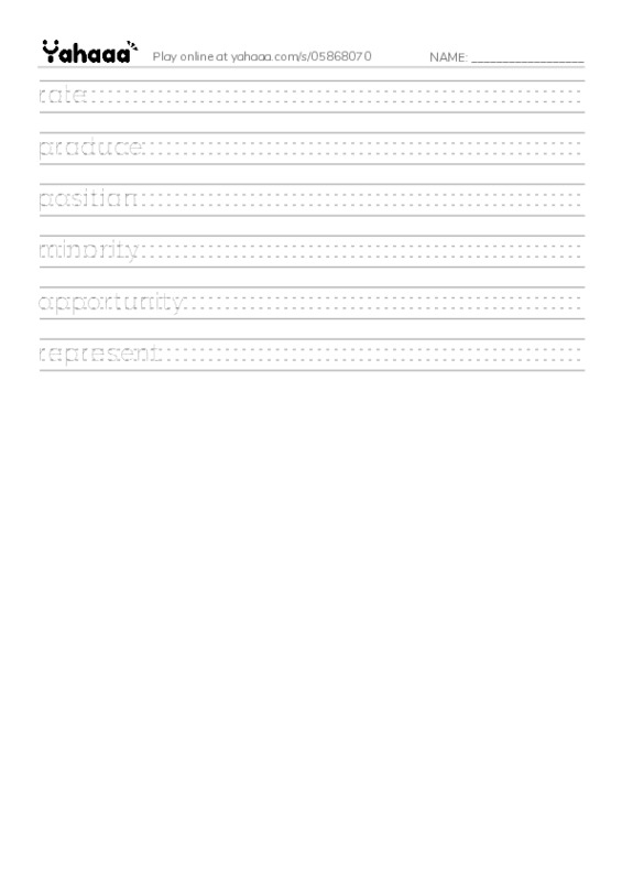 RAZ Vocabulary X: Famous Hispanic Americans A Proud Heritage 2 PDF write between the lines worksheet