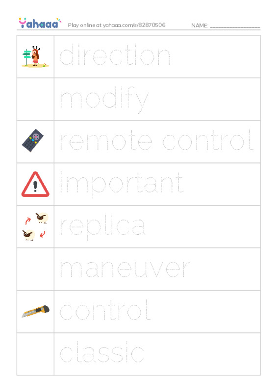 RAZ Vocabulary X: Fun By Remote Control PDF one column image words