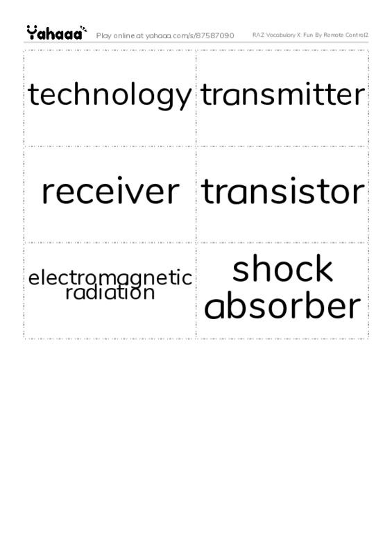 RAZ Vocabulary X: Fun By Remote Control2 PDF two columns flashcards