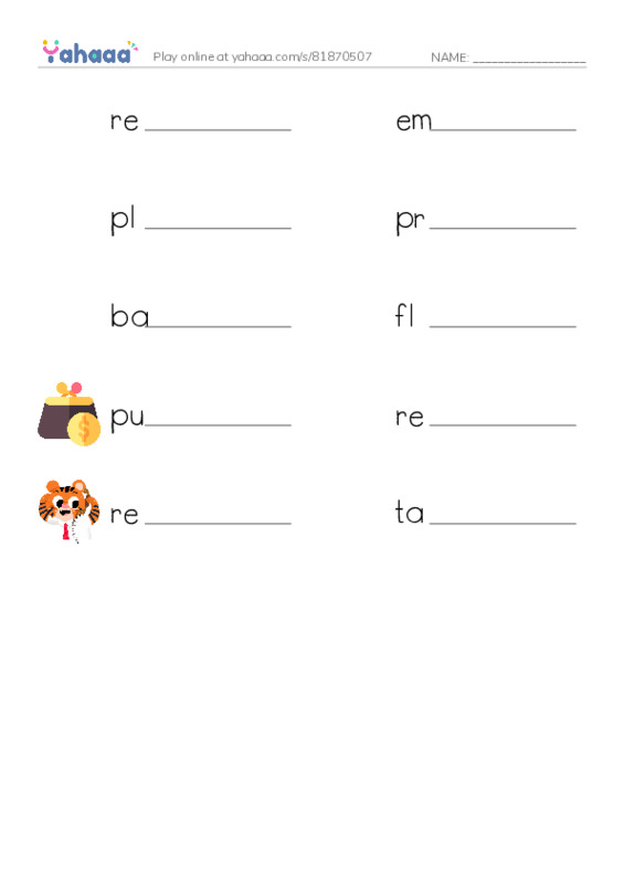 RAZ Vocabulary X: Grandpa Smoke Jumper2 PDF worksheet writing row