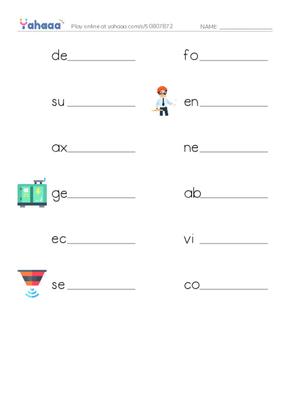 RAZ Vocabulary X: HighSpeed Trains PDF worksheet writing row