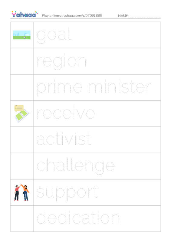 RAZ Vocabulary X: Malala the Brave PDF one column image words
