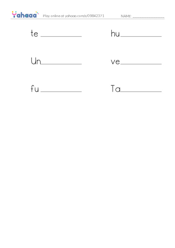RAZ Vocabulary X: Malala the Brave2 PDF worksheet writing row