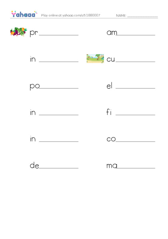 RAZ Vocabulary X: Roots of Rap PDF worksheet writing row