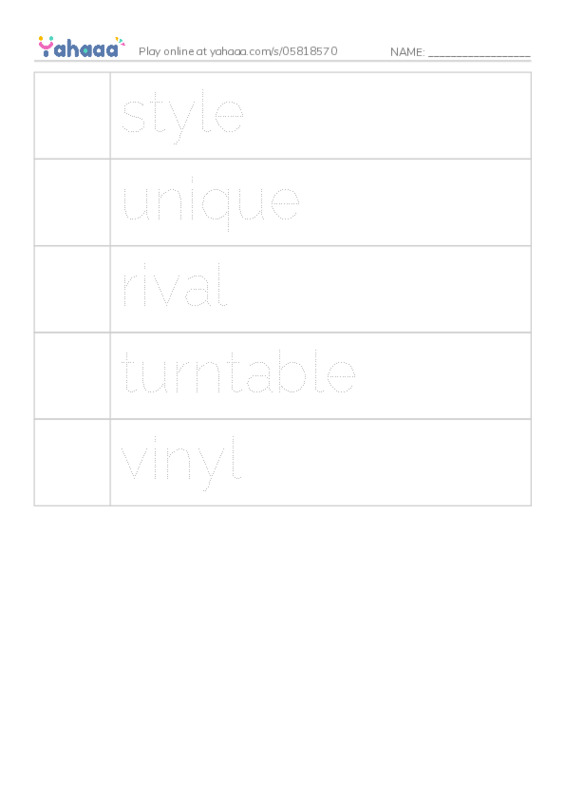 RAZ Vocabulary X: Roots of Rap2 PDF one column image words