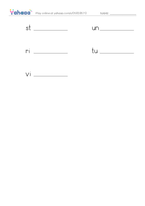 RAZ Vocabulary X: Roots of Rap2 PDF worksheet writing row