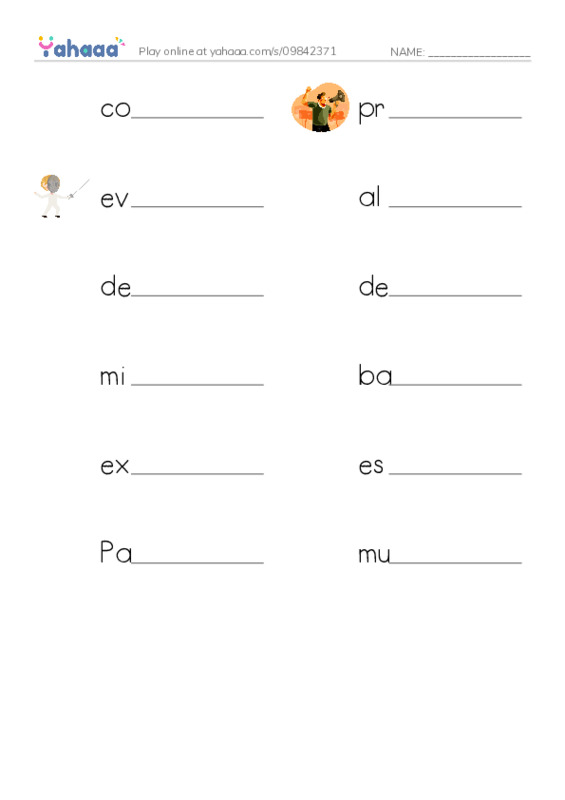RAZ Vocabulary X: Seeds of Revolution PDF worksheet writing row