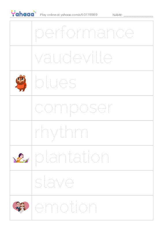 RAZ Vocabulary X: The Blues More Than a Feeling PDF one column image words