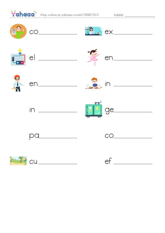 RAZ Vocabulary X: The Genius of Tesla PDF worksheet writing row