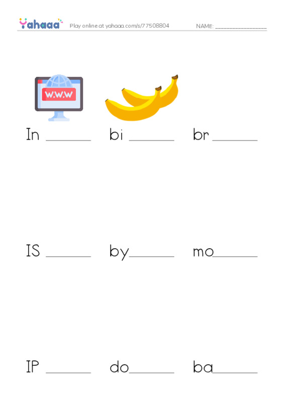RAZ Vocabulary X: The Internet PDF worksheet to fill in words gaps