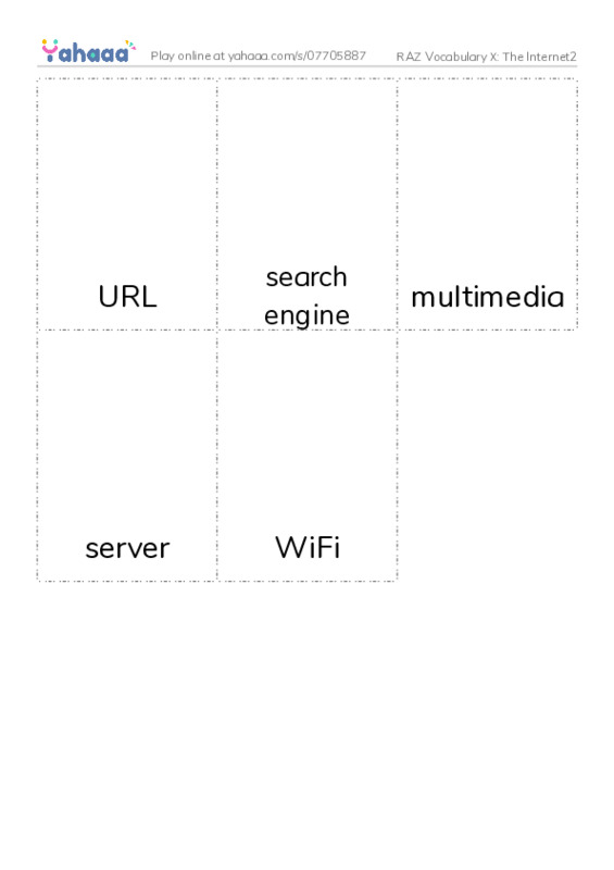 RAZ Vocabulary X: The Internet2 PDF flaschards with images