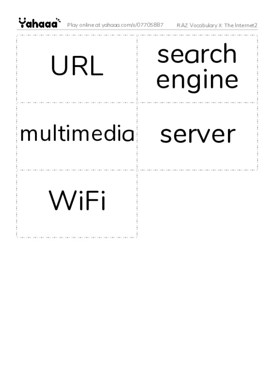 RAZ Vocabulary X: The Internet2 PDF two columns flashcards
