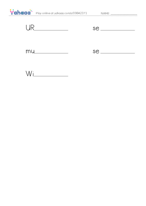 RAZ Vocabulary X: The Internet2 PDF worksheet writing row