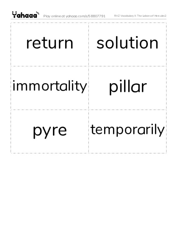 RAZ Vocabulary X: The Labors of Hercules2 PDF two columns flashcards