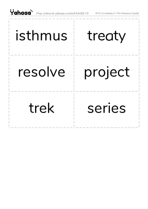 RAZ Vocabulary X: The Panama Canal2 PDF two columns flashcards