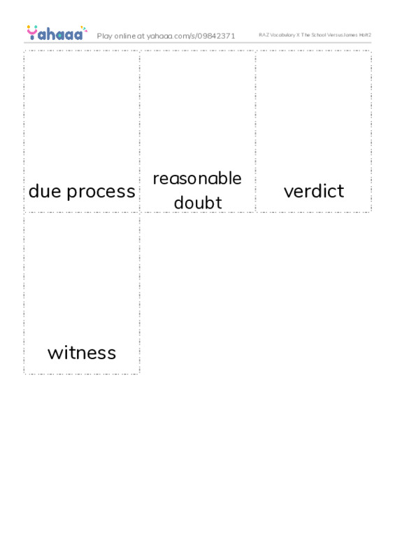RAZ Vocabulary X: The School Versus James Holt2 PDF flaschards with images