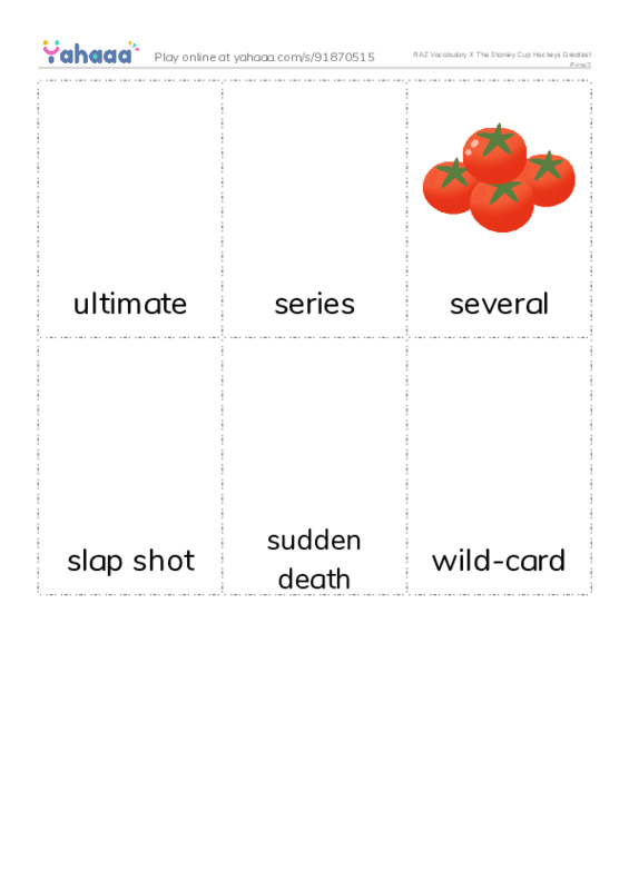 RAZ Vocabulary X: The Stanley Cup Hockeys Greatest Prize2 PDF flaschards with images