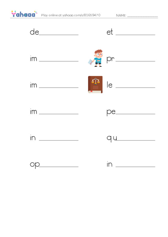 RAZ Vocabulary X: The Story of Immigration PDF worksheet writing row