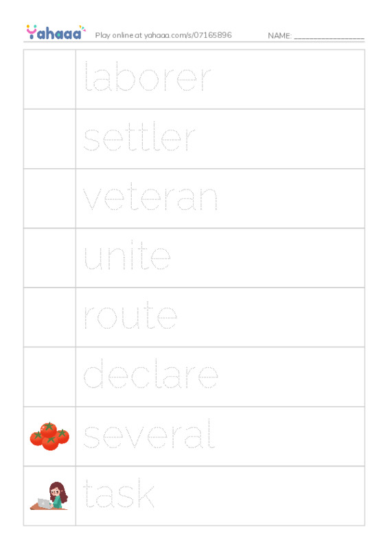 RAZ Vocabulary X: The Transcontinental Railroad PDF one column image words