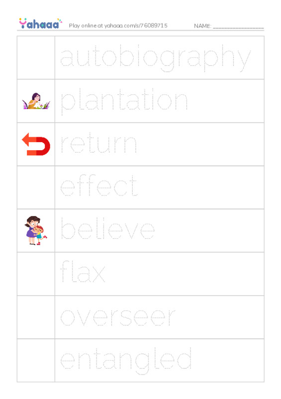 RAZ Vocabulary X: Up From Slavery PDF one column image words