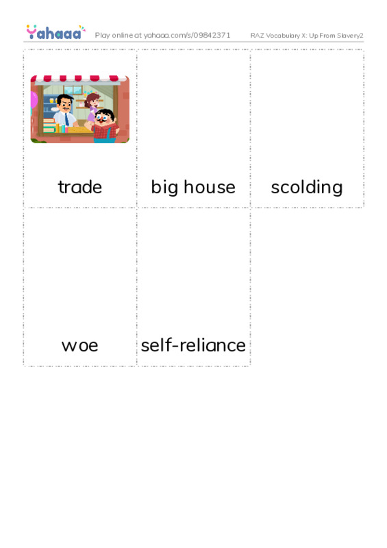 RAZ Vocabulary X: Up From Slavery2 PDF flaschards with images