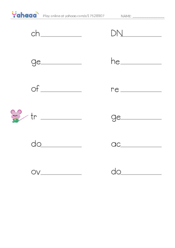 RAZ Vocabulary X: What Makes You You PDF worksheet writing row