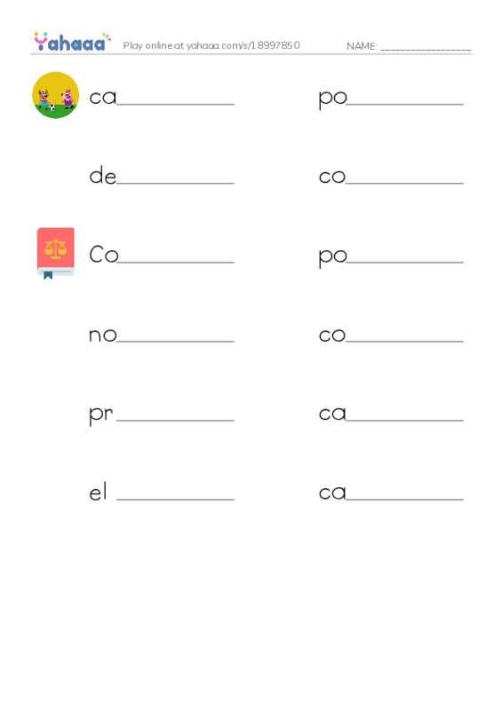 RAZ Vocabulary X: Your Road to the White House PDF worksheet writing row