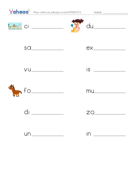 RAZ Vocabulary Y: Born on Sable Island PDF worksheet writing row