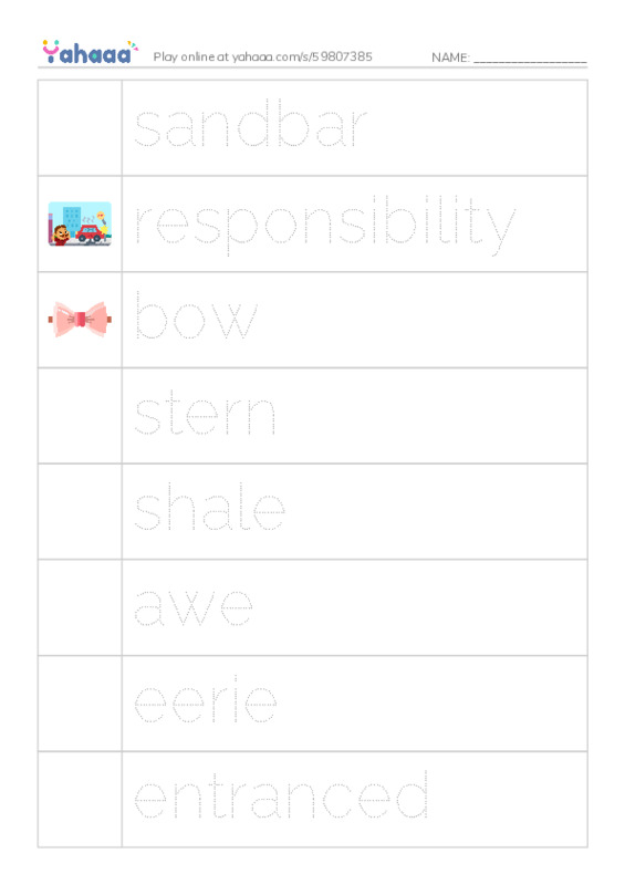 RAZ Vocabulary Y: In Hucks Shoes PDF one column image words