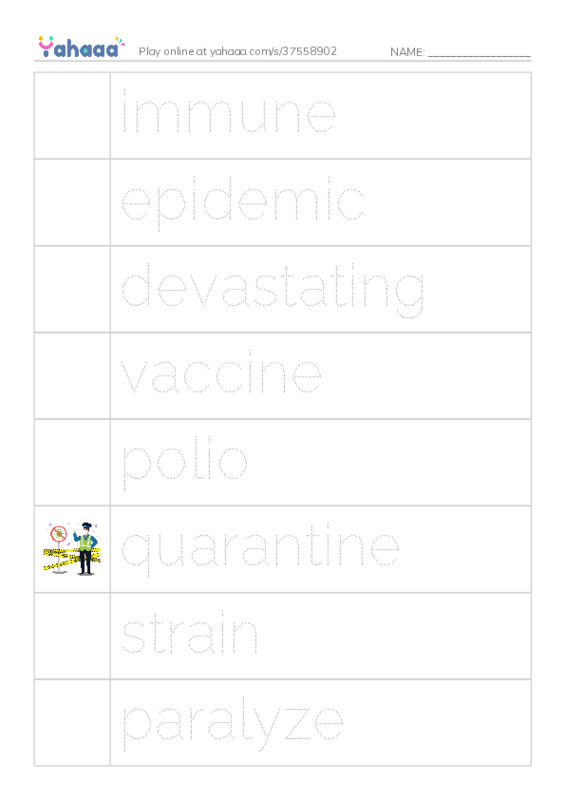 RAZ Vocabulary Y: Jonas Salk PDF one column image words
