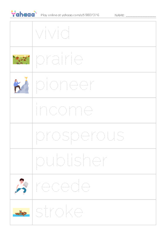 RAZ Vocabulary Y: Laura Ingalls Wilder A Pioneers Life PDF one column image words