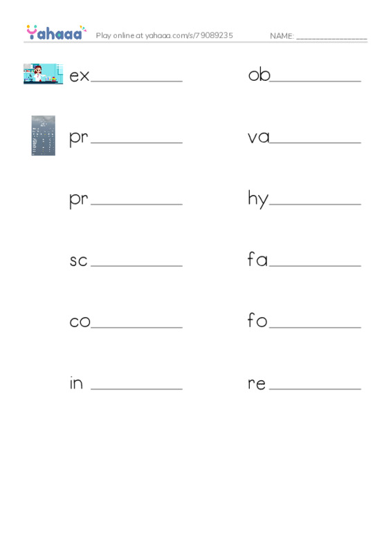 RAZ Vocabulary Y: Meegor and the Master PDF worksheet writing row