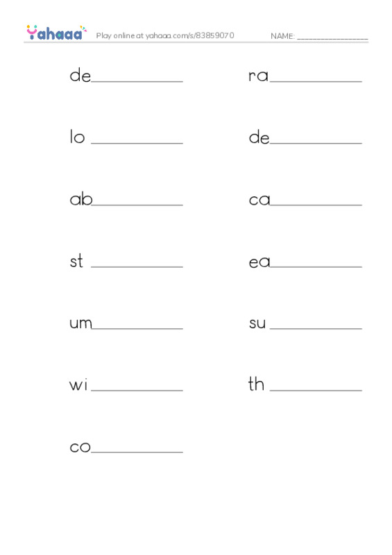 RAZ Vocabulary Y: Miltie Mathhead Takes the Mound PDF worksheet writing row