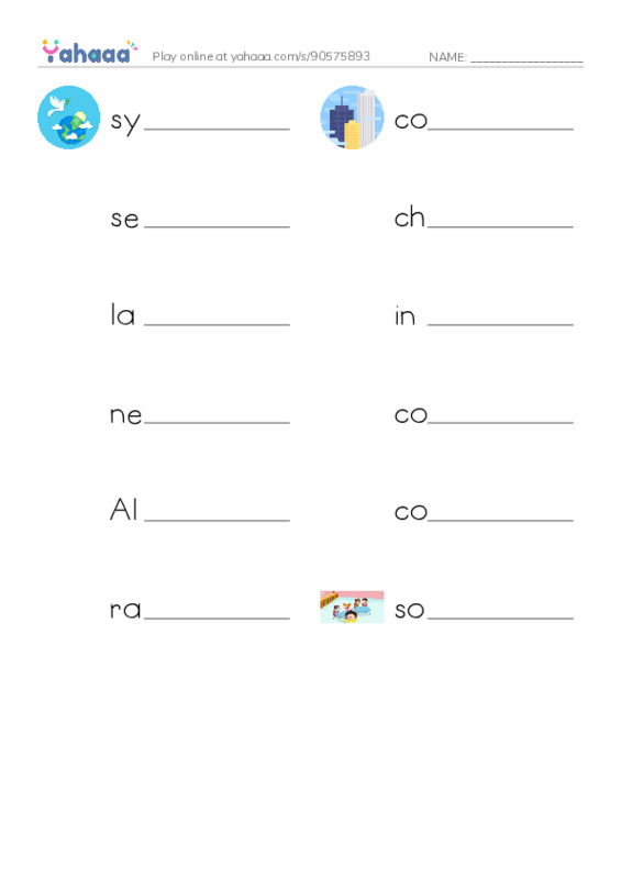 RAZ Vocabulary Y: Pocahontas at Jamestown PDF worksheet writing row