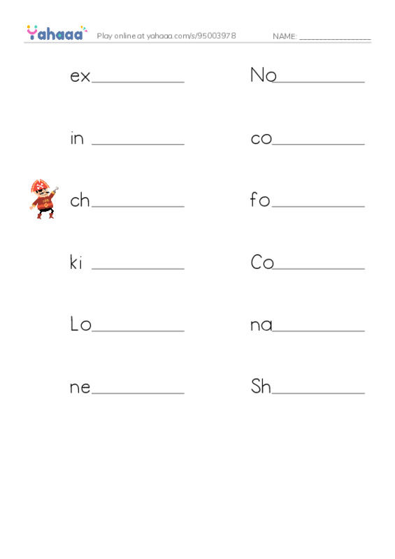 RAZ Vocabulary Y: Sacagawea PDF worksheet writing row