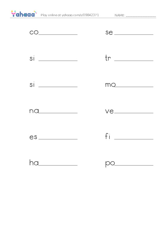 RAZ Vocabulary Y: Samuel de Champlain Father of New France PDF worksheet writing row
