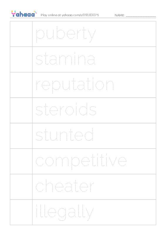 RAZ Vocabulary Y: Spoiled Sports The Dangers of Steroids PDF one column image words