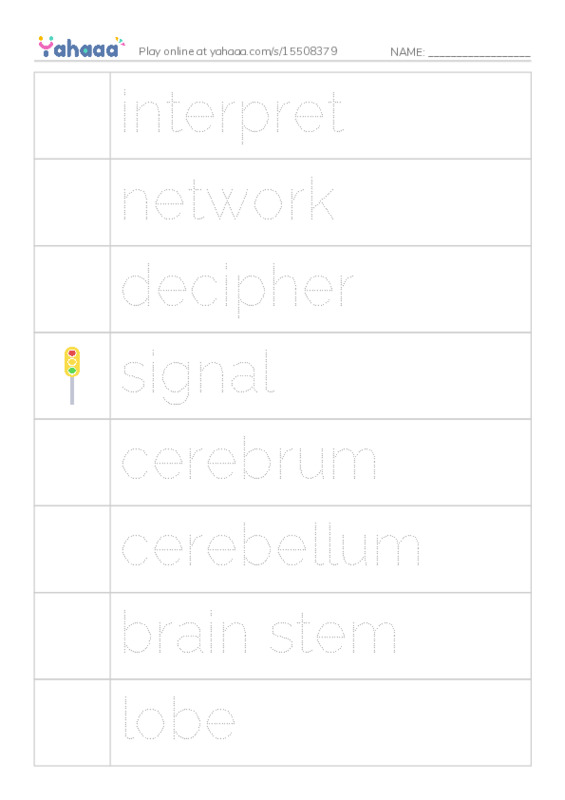 RAZ Vocabulary Y: The Amazing Brain PDF one column image words