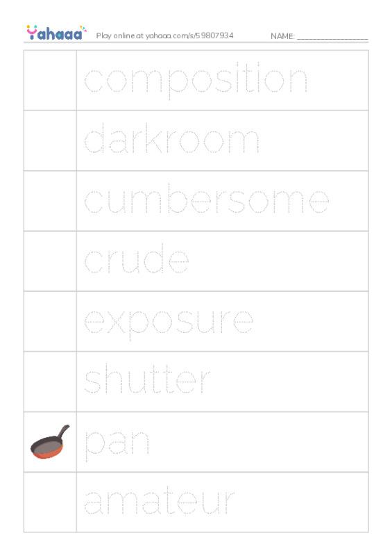 RAZ Vocabulary Y: The Art of Photography PDF one column image words