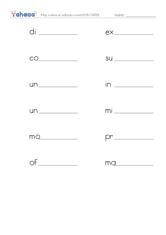 RAZ Vocabulary Y: The Cat in the Palace PDF worksheet writing row