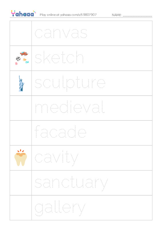 RAZ Vocabulary Y: The Metropolitan Museum of Art PDF one column image words